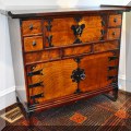 F15. Asian wooden cabinet.  29"h x 33"w x 13.5"d 